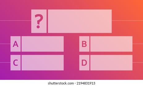 Multiple choice quiz template. Question and answers template form on gradient background. Vector illustration