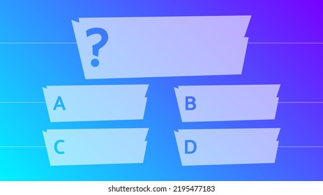 Multiple choice quiz template. Question and answers template form on gradient background. Vector illustration