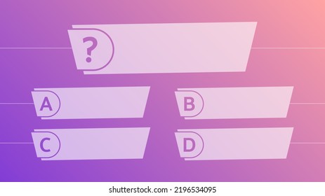 Multiple Choice Quiz Template. Question And Answers Template Form On Gradient Background. Vector Illustration