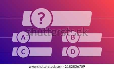 Multiple choice quiz template. Question and answers template form on gradient background. Vector illustration
