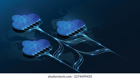 Multiple cloud symbol vector illustration, 2D cloud, 3D cloud, multi-cloud work connected data.