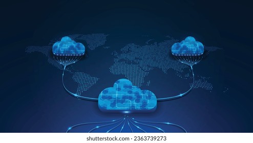 Multiple cloud symbol vector illustration, 2D cloud, 3D cloud, multi-cloud work connected data.