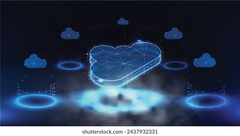 Multiple cloud symbol vector illustration, 2D cloud, 3D cloud, multi-cloud work connected data.