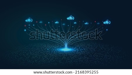 Multiple cloud symbol vector illustration, 2D cloud, 3D cloud, multi-cloud work connected data.