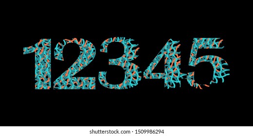 Multiple color abstract number 12345 symboli con. Creative  icon for business, initial, brand identity