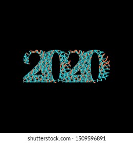 Multiple color abstract number 2020  icon symbol  Creative Design number 2020 icon for business or brand identity.