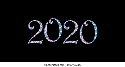 Multiple color abstract number 2020 symbol con. Creative  icon for business, initial, brand identity