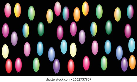 Mehrfarbige Ballons auf schwarzem Hintergrund für Ihr Unternehmen