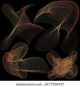 multiple color Bezier curve wavy line vector