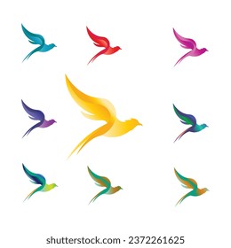 multiple color bird icon red green blu