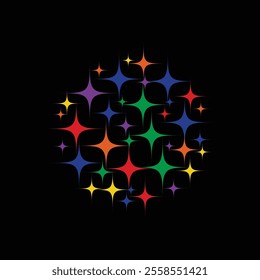 Multiple Color Carnival Star Vector Art, Icons, and Graphics. Colorful Seamless Pattern of Celestial Bodies