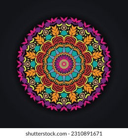 Diseño de fondo de mandala de varios colores