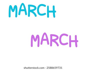 Multiple Color March Month leaf spring. March 2025 calendar. Calendar sheet with days of the week. Vector illustration.