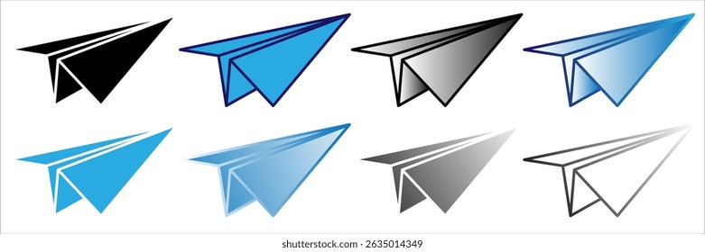 Multiple Color Paper Plane Icon Collection, Editable Icon, Coloured Icon, Vector Art, illustration Symbol.