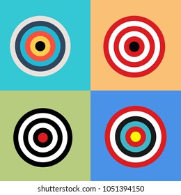 Multiple color Target for archery target, flat vector illustration