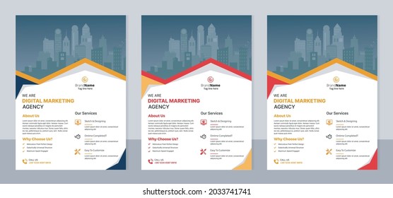 Multiple color variations brochure cover modern layout, annual report, poster, flyer in A4 size