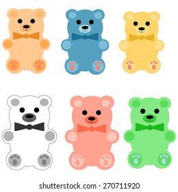 Multiple colored bears vector illustration