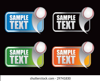 multiple colored curl banners featuring baseball