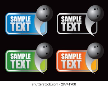 multiple colored curl banners featuring bowling balls