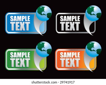 multiple colored curl banners featuring earth