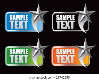 multiple colored curl banners featuring silver stars