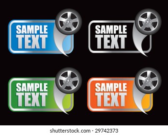 multiple colored curl banners featuring tires