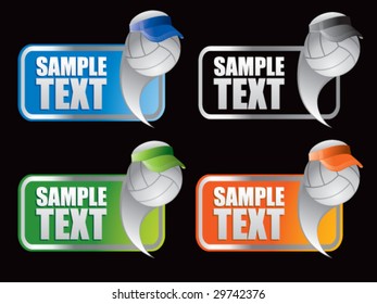 multiple colored curl banners featuring volleyballs with visors