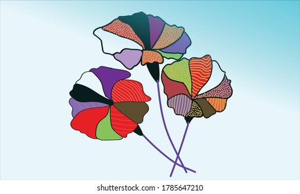 Multiple colored flower vector or art