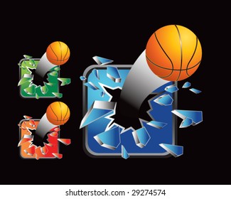 multiple colored icon breaking basketballs