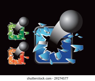 multiple colored icon breaking black balls