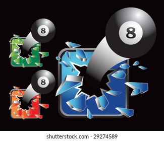 multiple colored icon breaking eight balls