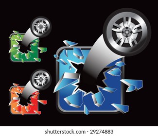 neumáticos de rotura de iconos de varios colores