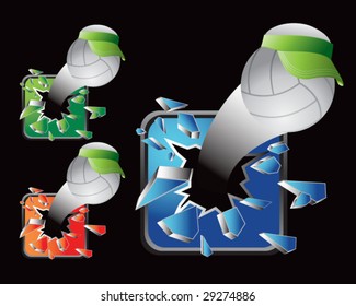 multiple colored icon breaking volleyballs with visors