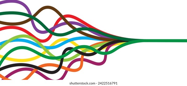 Multiple colored lines joins to makes one line and flows right side