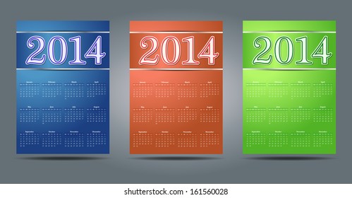 Multiple colored new year calendar