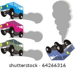 Multiple colored offroad truck and accident vector illustration