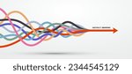 Multiple colored ropes converging into arrows in the same direction, vector graphics.