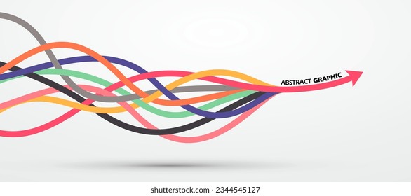 Multiple colored ropes converging into arrows in the same direction, vector graphics.