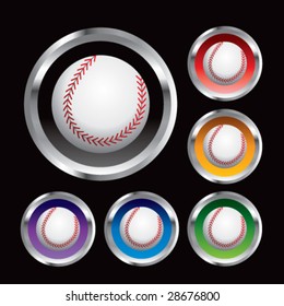 multiple colored round metal  baseballs