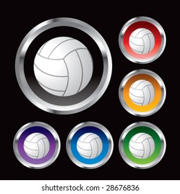 multiple colored round metal  volleyballs