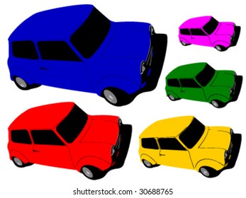 multiple colored vector mini british cars