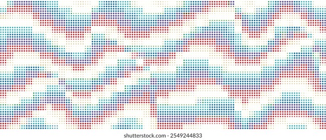 Multiple colors halftone pattern. Red, yellow, blue colors. Abstract mosaic.