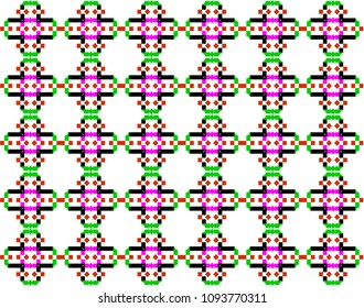 Multiple colors of square lined with patterns
