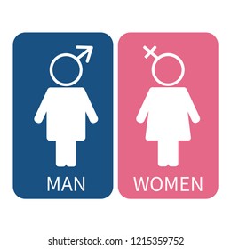 Multiple colors and style of tiolet sign which include men and women sign inside the sign 
