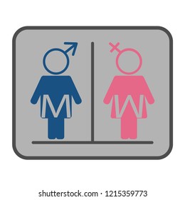 Multiple colors and style of tiolet sign which include men and women sign inside the sign 