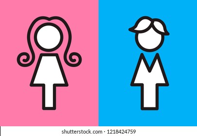 Multiple colors and style of tiolet sign which include men and women sign inside the sign.