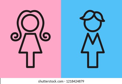 Multiple colors and style of tiolet sign which include men and women sign inside the sign.