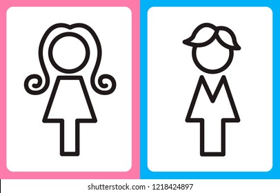 Multiple colors and style of tiolet sign which include men and women sign inside the sign.