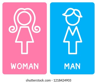 Multiple colors and style of tiolet sign which include men and women sign inside the sign.
