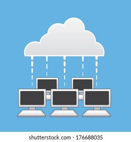 Multiple computers connected to the cloud 